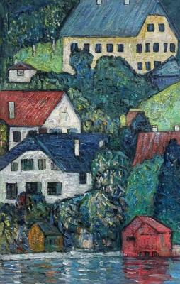 Free copy of Gustav Klimts painting Houses in Unterach on Lake Attersee (Oil Painting Landscape). Vlodarchik Andjei