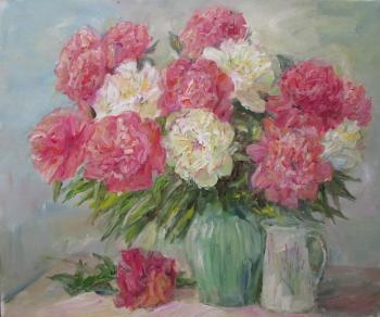 Peonies in a green vase. Novikova Marina