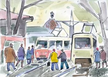 Tram passengers. Knecht Aleksander