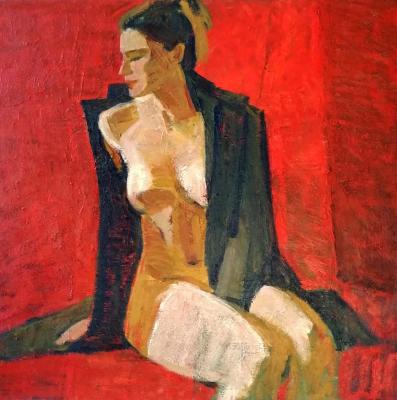 In a raincoat on a naked body. Shebarshina Svetlana