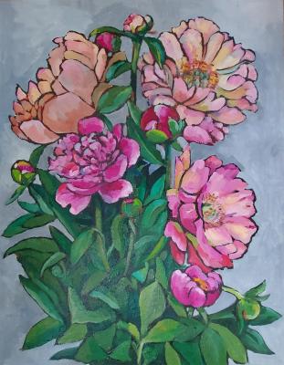 Large caps of peonies. Veselkova Olga