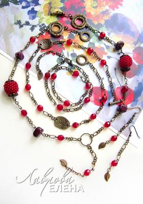 Jewelry set Sotoir necklace transformer, bracelet, earrings Kalinka-malinka. Lavrova Elena