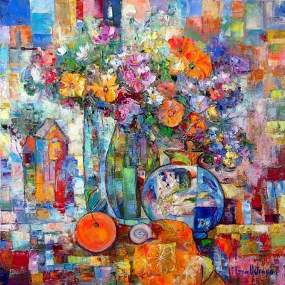 Orange day with a grape snail