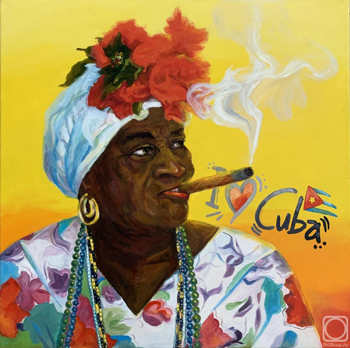 Bronskih Valentina. Cuban with a cigar