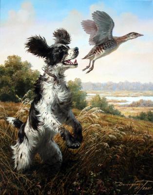 Spaniel and corncrake. Danchurova Tatyana