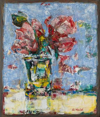 Pink flowers in a blue haze. Sardaryan Ashot