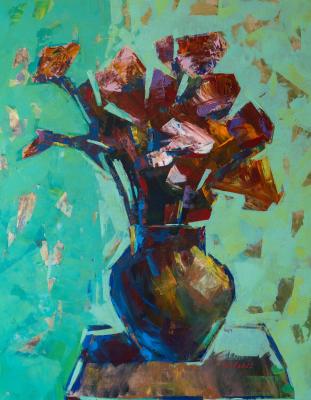 Bouquet on a green background. Sardaryan Ashot