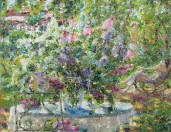 Картина «Букет сирени на даче»