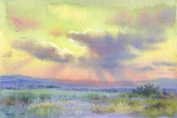 Sunset in the steppes of Dagestan