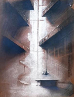 The dimness of the library