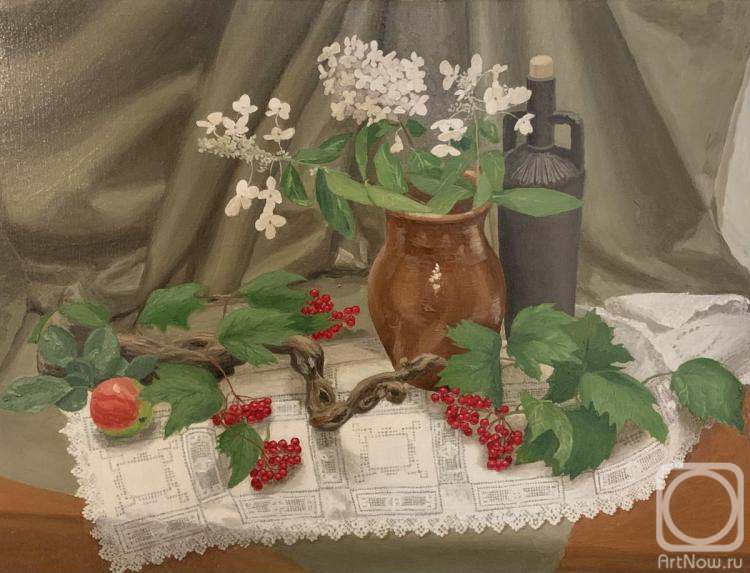 ������� ������ �� ������. ����������� �����. Still life with viburnum