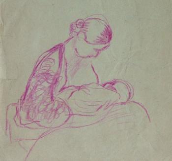 A Mother with a Child (Woman With Child). Zhegin Lev