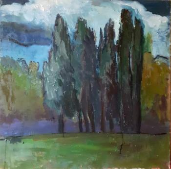 A stormy day. Poplar (Landscape With Poplars). Korobeynikov Evgeny