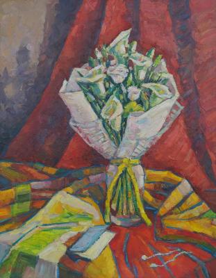 Red still life with calla lilies. Kirillova Anastasiya