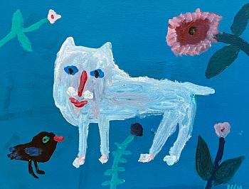 White Cat and Sparrow. Jelnov Nikolay