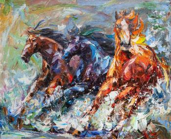 Three horses. Gallop. Rodries Jose