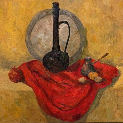 Pomegranate and a copper tray. Avdyunina Anastasiya