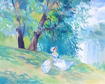 In the shade of trees