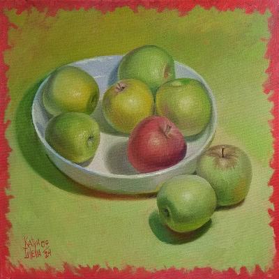 Still life with apples (Painting With Green Apples). Ivleva-Grinevich Ekaterina