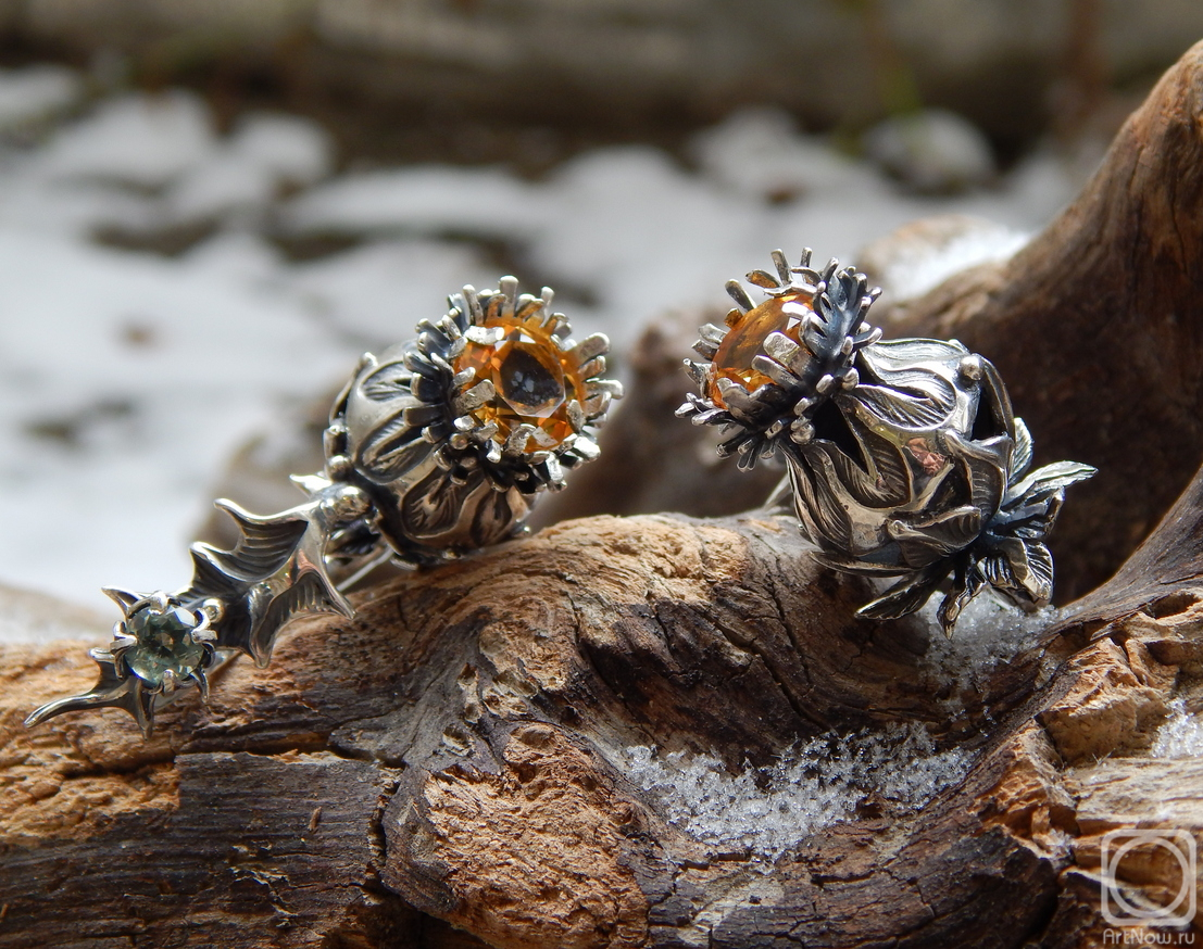 Dementiev Sergey. Thistle earrings with citrines