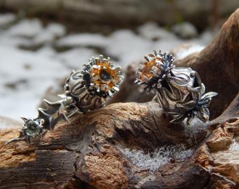 Thistle earrings with citrines. Dementiev Sergey