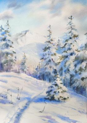 Winter forest in the mountains. Krasyukova Olga