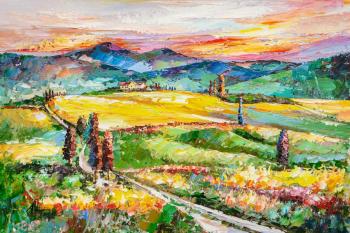 Tuscany. Road in the fields (Oil Painting Tuscany). Rodries Jose
