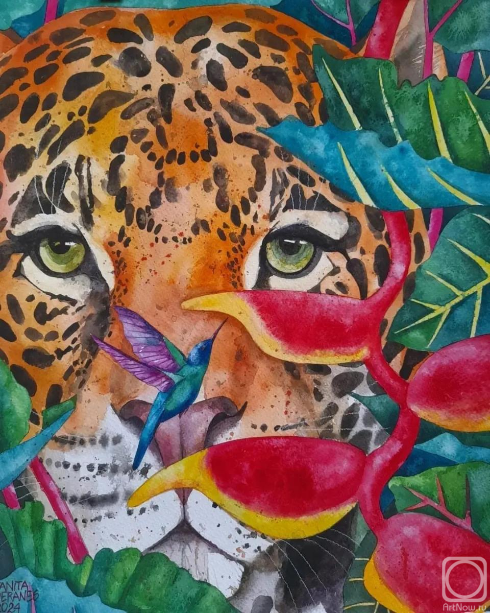 Veranes Tatiana. Jaguar and hummingbird