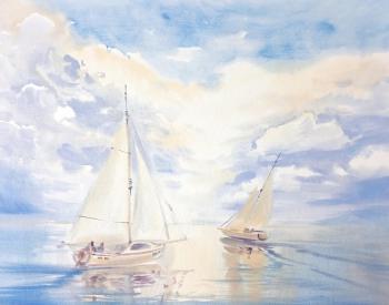 Yachts on a morning cruise