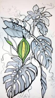 Monstera in black and white