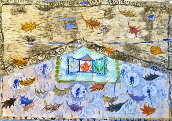 House and leaves. Sineva Svetlana