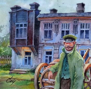 The city of Kimry, 1910. Water carrier. Stuliev Leonid