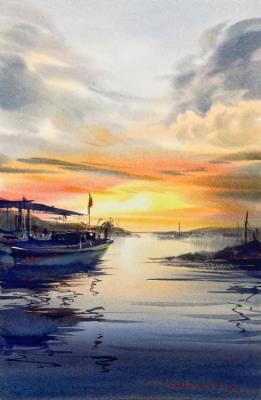 Картина «Лодка на закате»