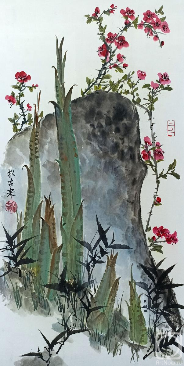 Mishukov Nikolay. Young bamboo and stone