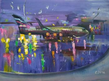 Rain at the airport. Ripa Elena