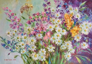 Daisies and violet bells (Violet Painting). Kruglova Svetlana
