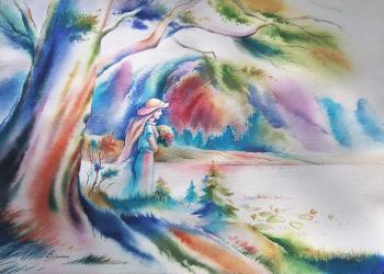 Girl by the tree. Hodykina Svetlana