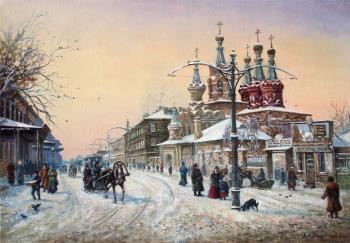 Old Moscow. Malaya Dmitrovka on a winter day. Khayrudinov Anvar