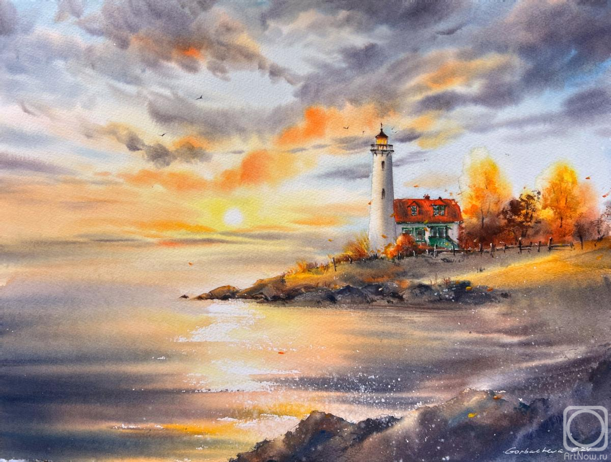 Gorbacheva Evgeniya. Lighthouse at sunset #3