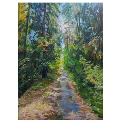 Autumn path in the forest, warm September