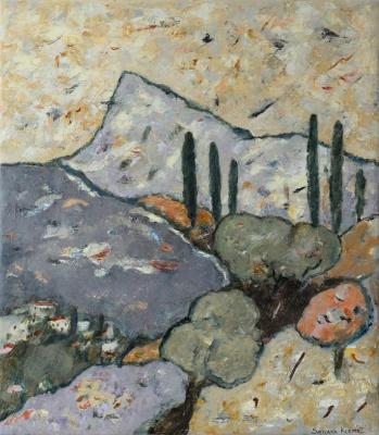 Mediterranean landscape with olive trees. Kurmaz Svetlana