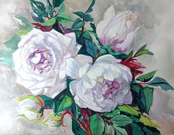 White roses in the garden