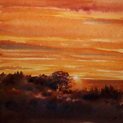 Golden sky at the end of the day