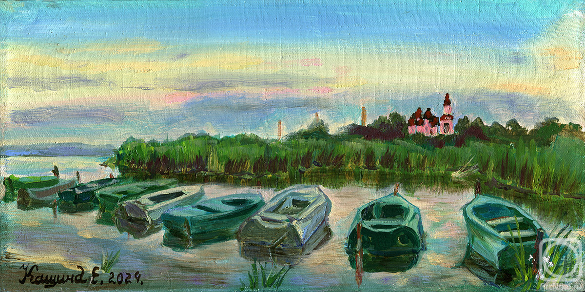 Kashina Eugeniya. Matins. Boats on Lake Nero, view of the Abraham Monastery