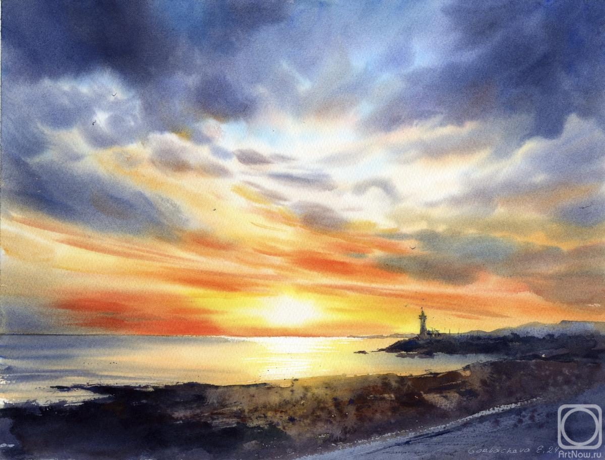 Gorbacheva Evgeniya. Lighthouse at sunset #4