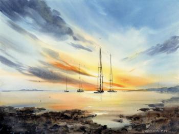 Yachts at sunset #20. Gorbacheva Evgeniya