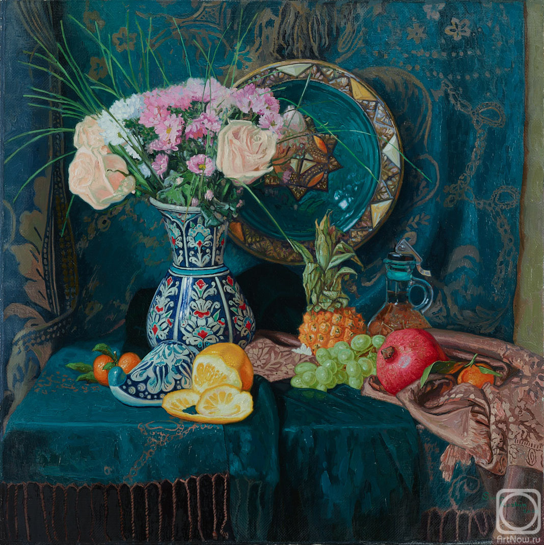 Kozhin Simon. Oriental still life with flowers and fruits