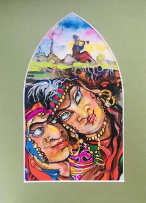 The daughters of the giant Erlik listen to the shepherd's music. Zakharova Anastasiya