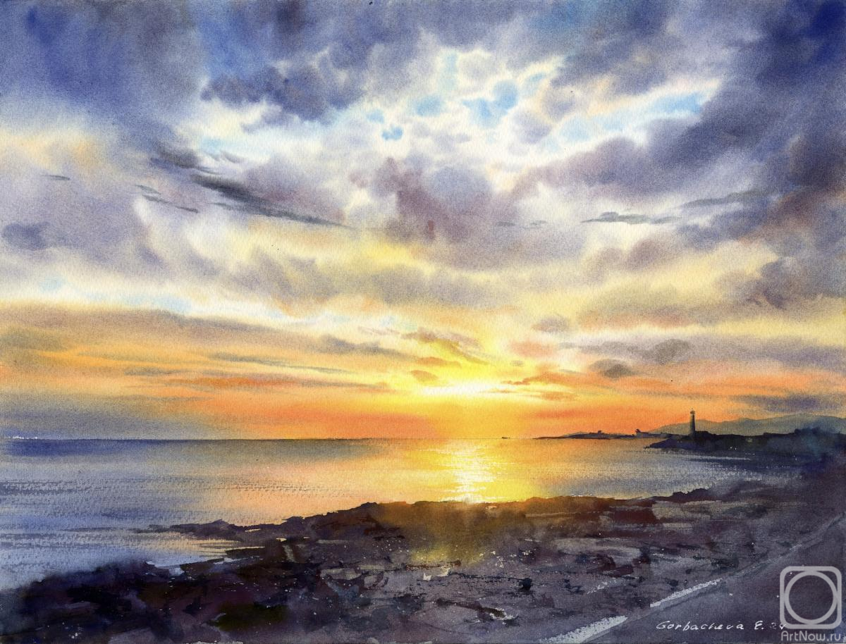 Gorbacheva Evgeniya. Lighthouse at sunset #5