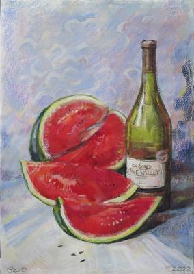 White wine with watermelon. Senichkina Irina